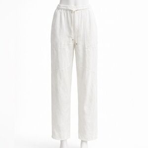 NWOT YFB White Linen Blend Drawstring Pants